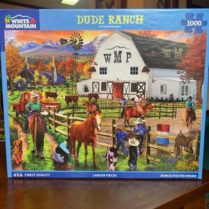 White Mountain Blue and Green Ranch Puzzle 1000 Pieces